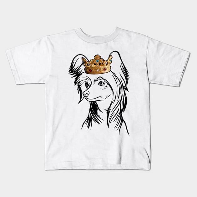 Chinese Crested Dog King Queen Wearing Crown Kids T-Shirt by millersye